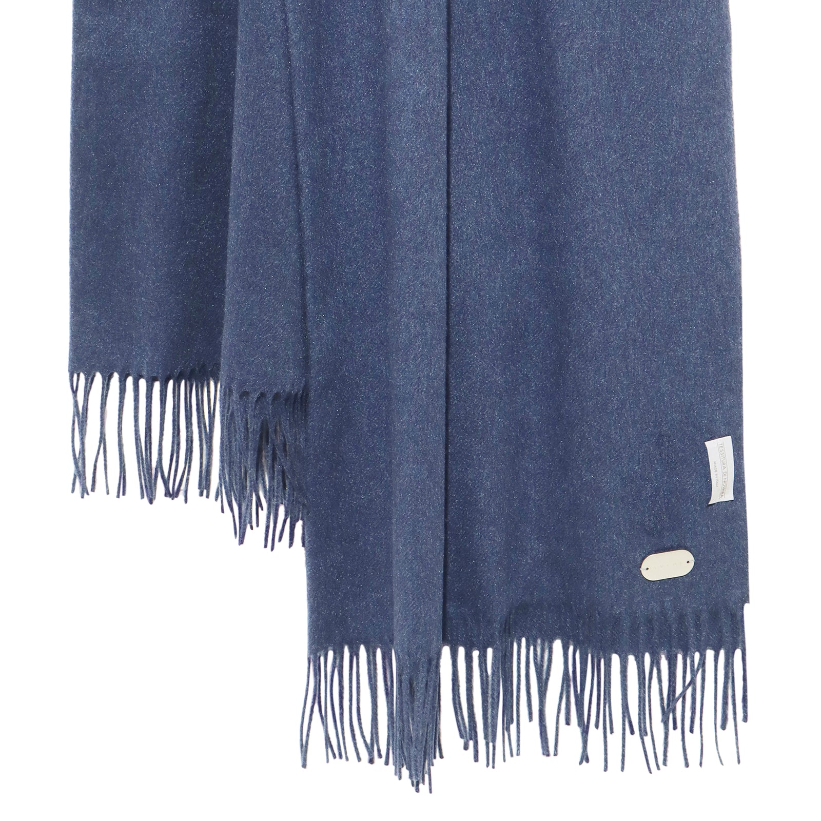 干場別注カラー】100%シルクストール ブルー TESSITURA DI NOVARA製