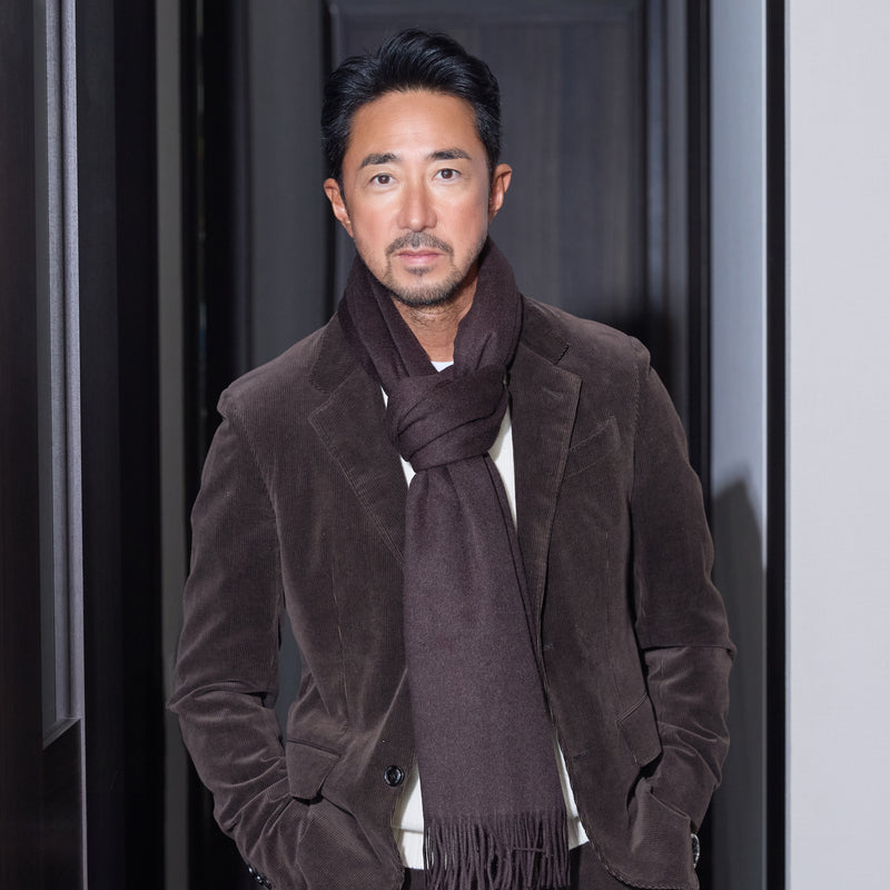 干場別注カラー】100%シルクストール ダークブラウン TESSITURA DI