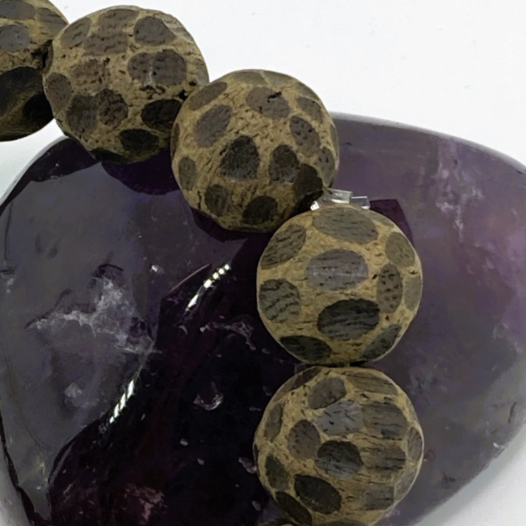 身延山 紫雲堂】 腕輪数珠 香木 沈香 土沈香 【彫り模様】ブレスレット