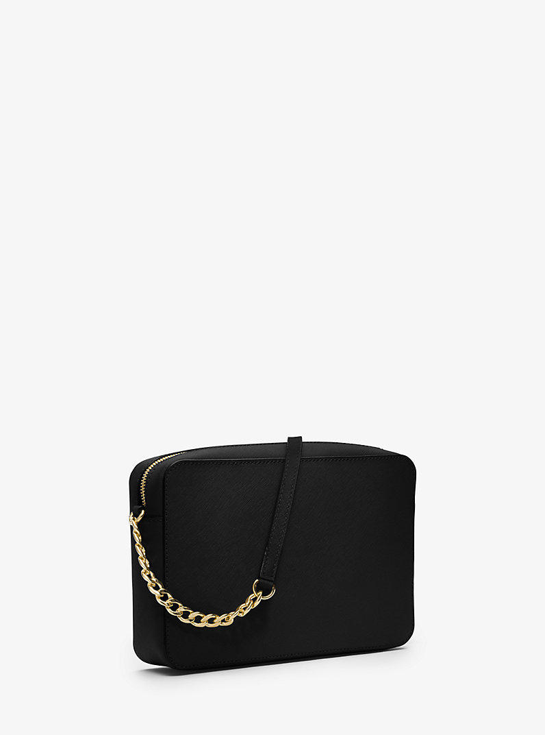Jet Set Large Saffiano Leather Crossbody Bag in BLACK - Sale