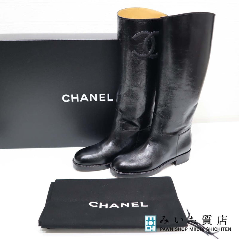 未使用 シャネル CHANEL G33870 ハイブーツ カーフスキン 37 C 23.5cm