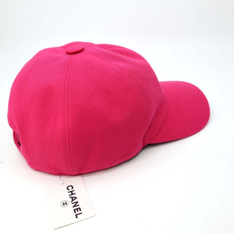 未使用 シャネル CHANEL キャップ ピンク キャンバス 帽子 綿100