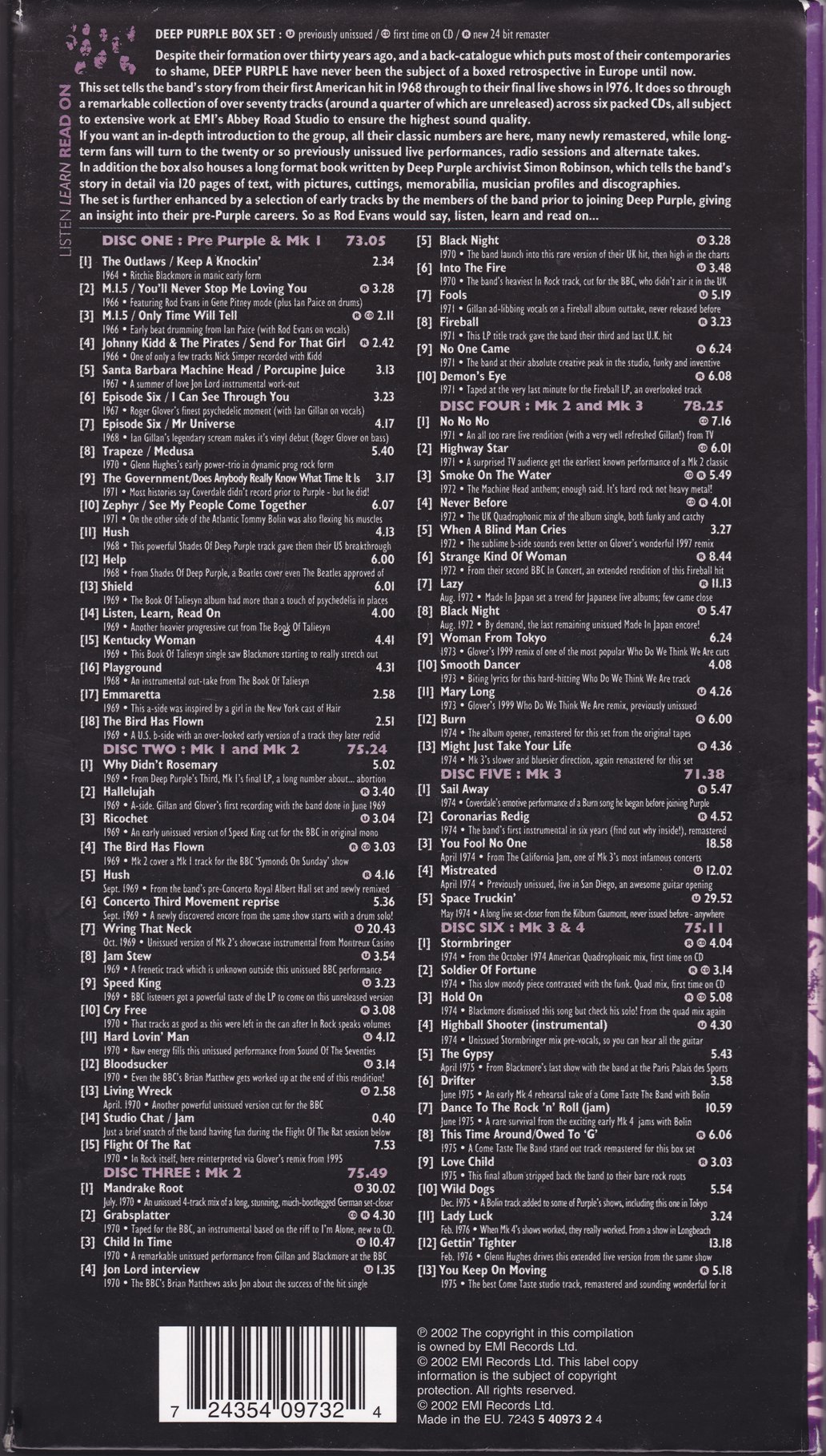 REVIEW: Deep Purple – Listen, Learn, Read On (6 CD box set