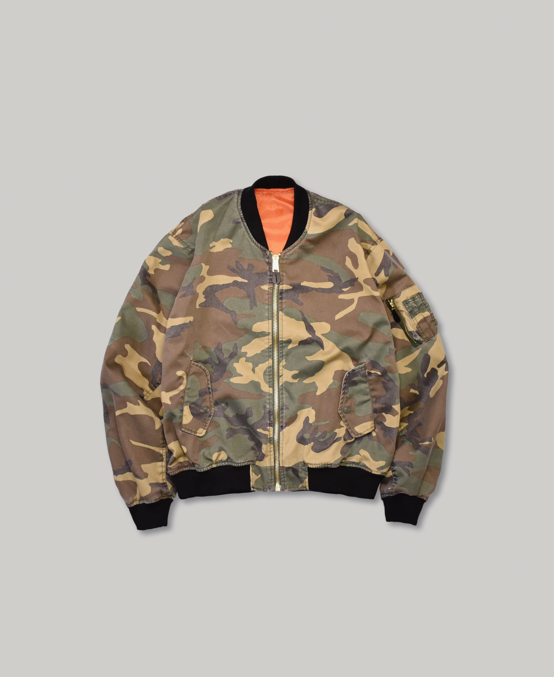 NON PADDED BOMBER JACKET | CAMO | VINTAGE WASH – F. M.C.D. Japan Store