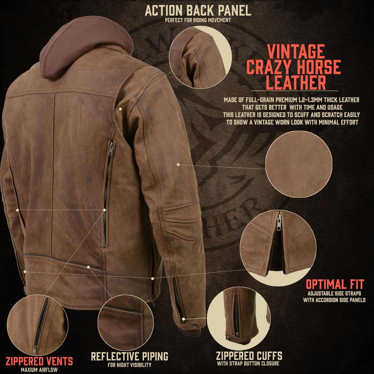 Milwaukee Leather MLM1511 Men's 'Vagabond' Vintage Crazy Horse