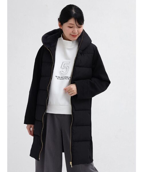 フェイクファーフードロングコート｜メドックの通販｜&mall（アンド