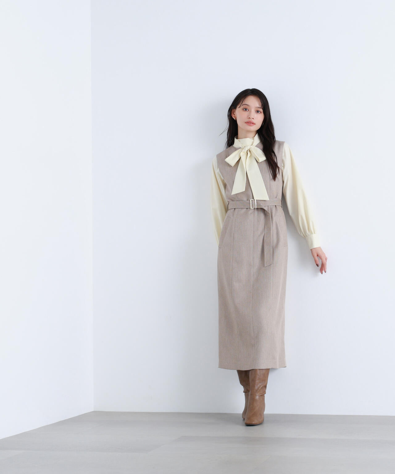 キーネックベルテッドジャンスカ | NATURAL BEAUTY BASIC（ナチュラル