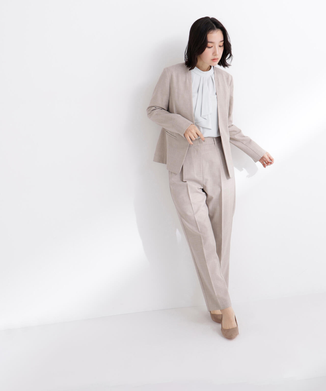 リネンライク SETUP ノーカラージャケット | NATURAL BEAUTY BASIC