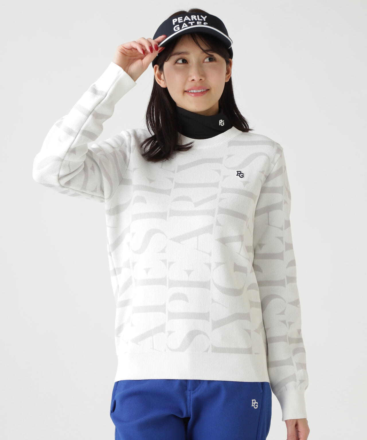 ダブルJQロゴ総柄クルーネックニットプルオーバー | PEARLY GATES
