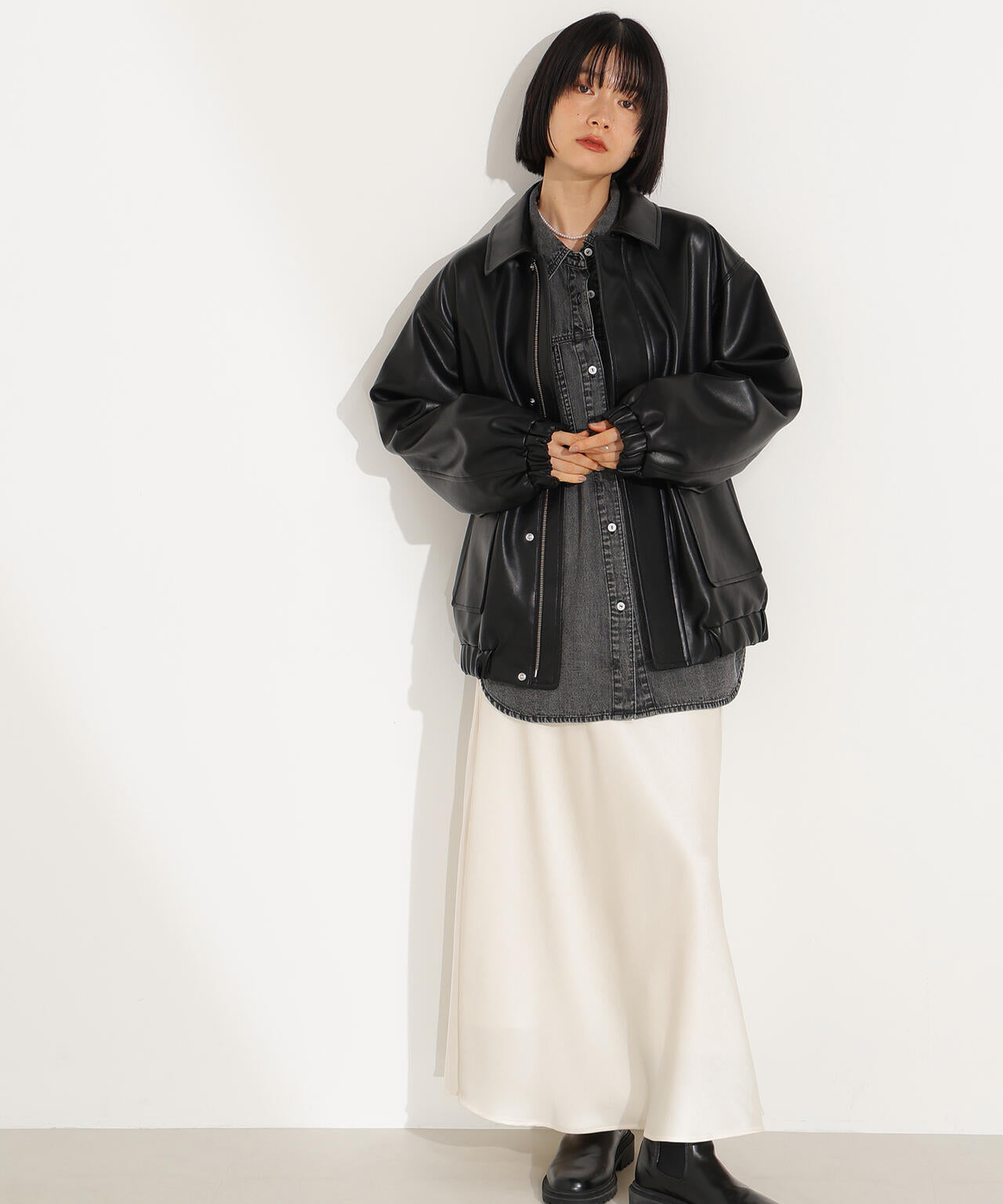 フェイクレザーステンカラーブルゾン | N. Natural Beauty Basic