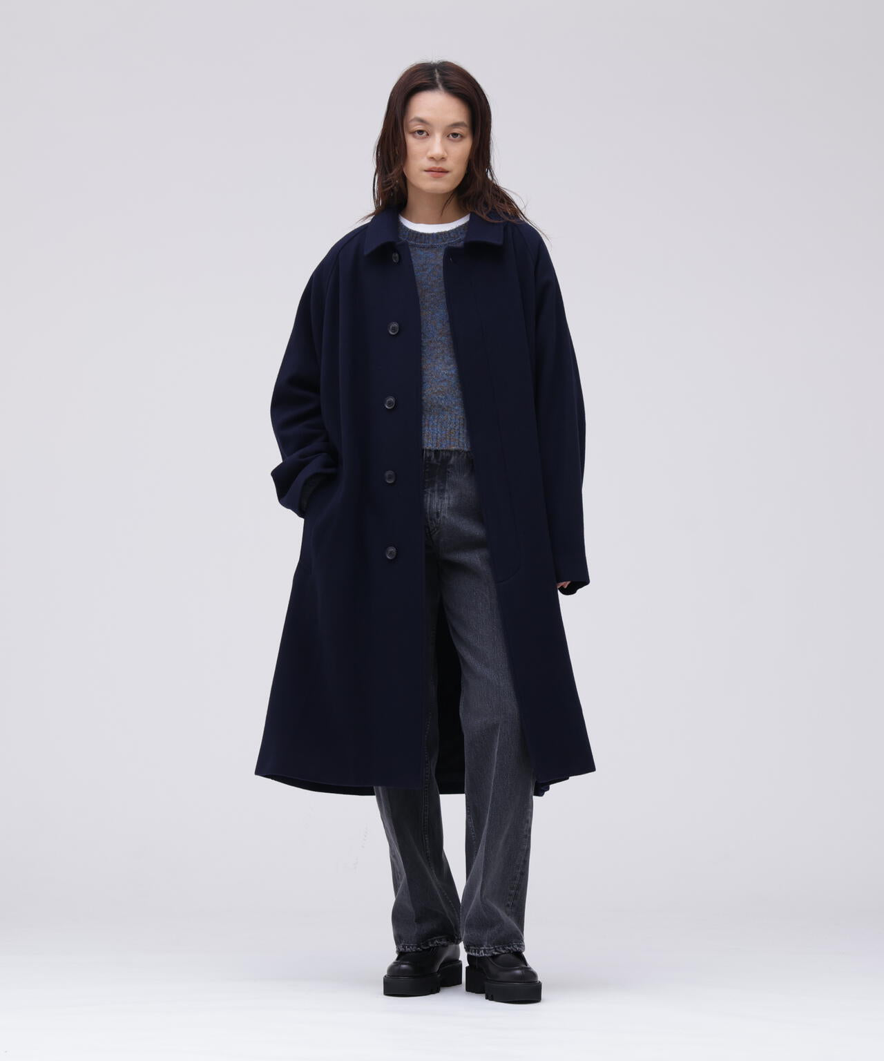 THE LIBRARY / [UNISEX] SUPER100'S WOOL MELTON BAL COLLAR COAT