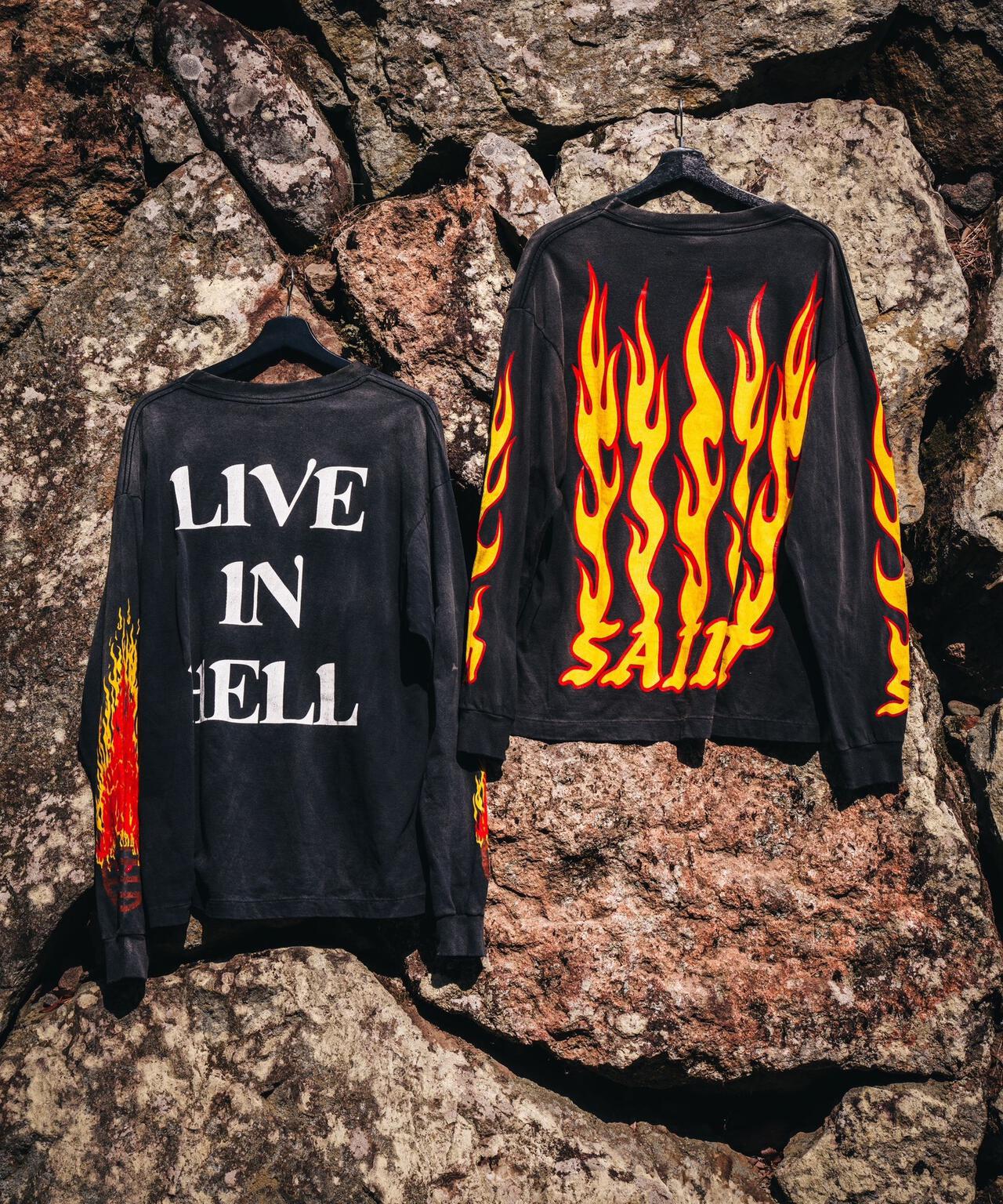 SAINT MICHAEL/セントマイケル/LS TEE/SOUL ON FIRE/BLACK | ROYAL