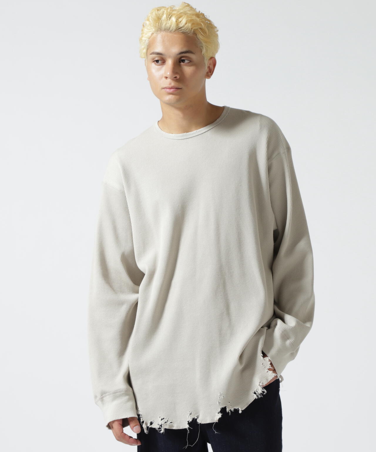 ANCELLM/アンセルム/DAMAGE WAFFLE CREW LS T | GARDEN（ガーデン