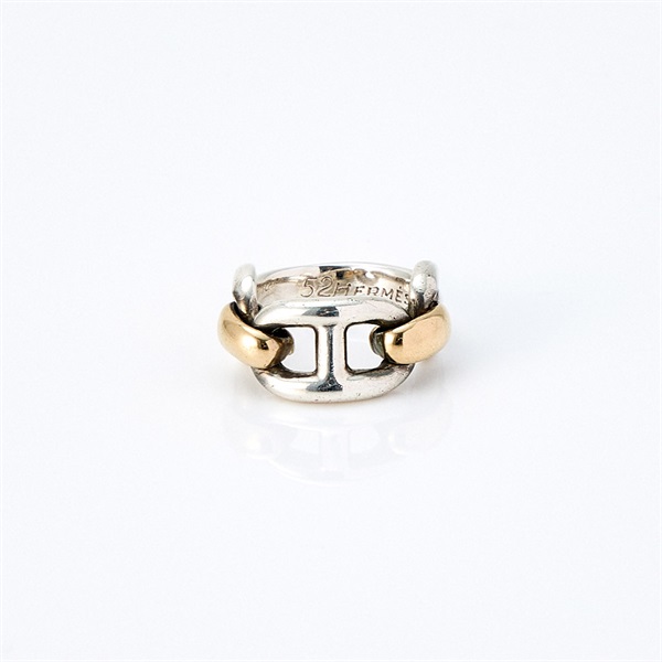 HERMES シェーヌダンクル コンビ リング 52 シルバー ゴールド 925