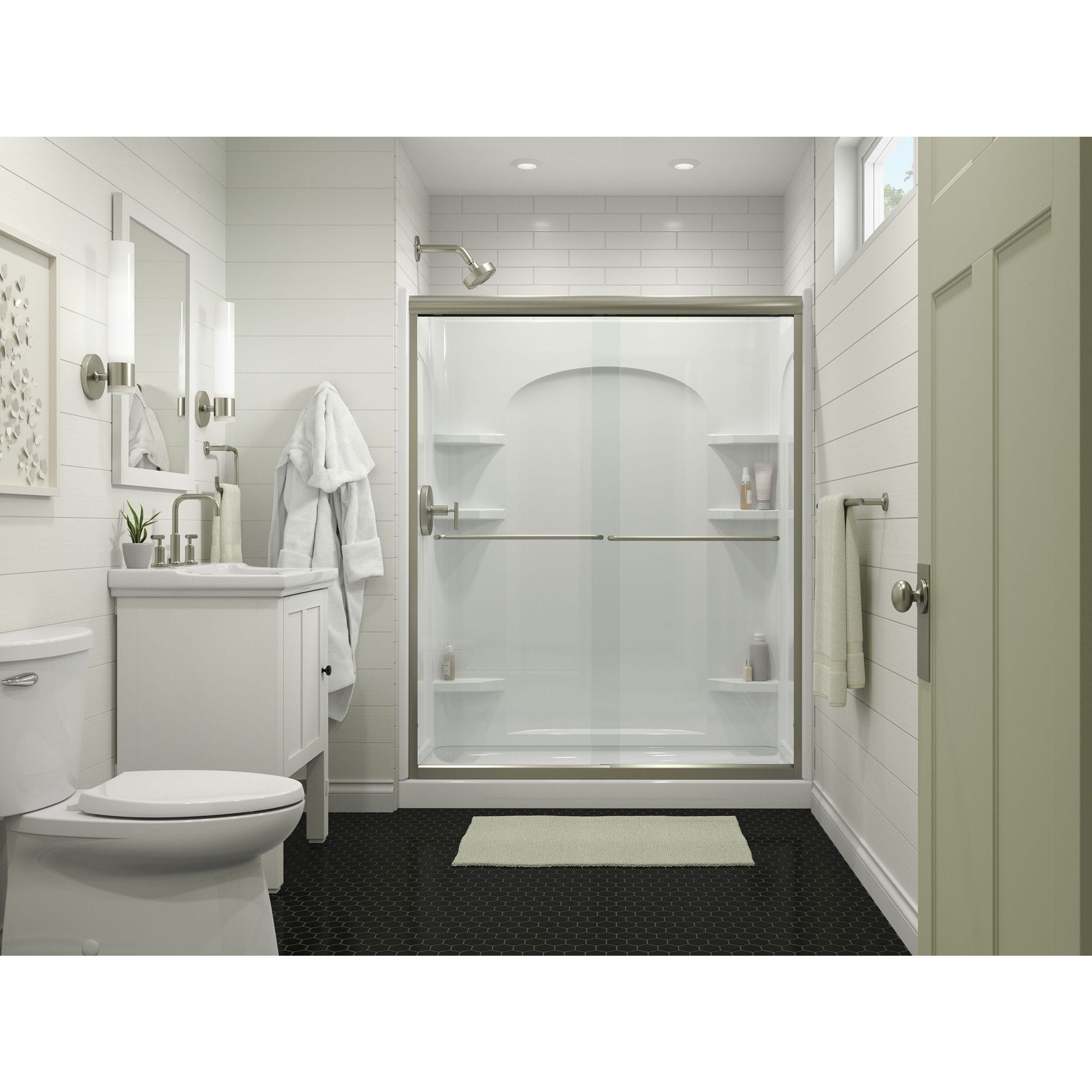 Sterling Finesse Brushed Nickel 54-in to 60-in W x 70.0625-in H