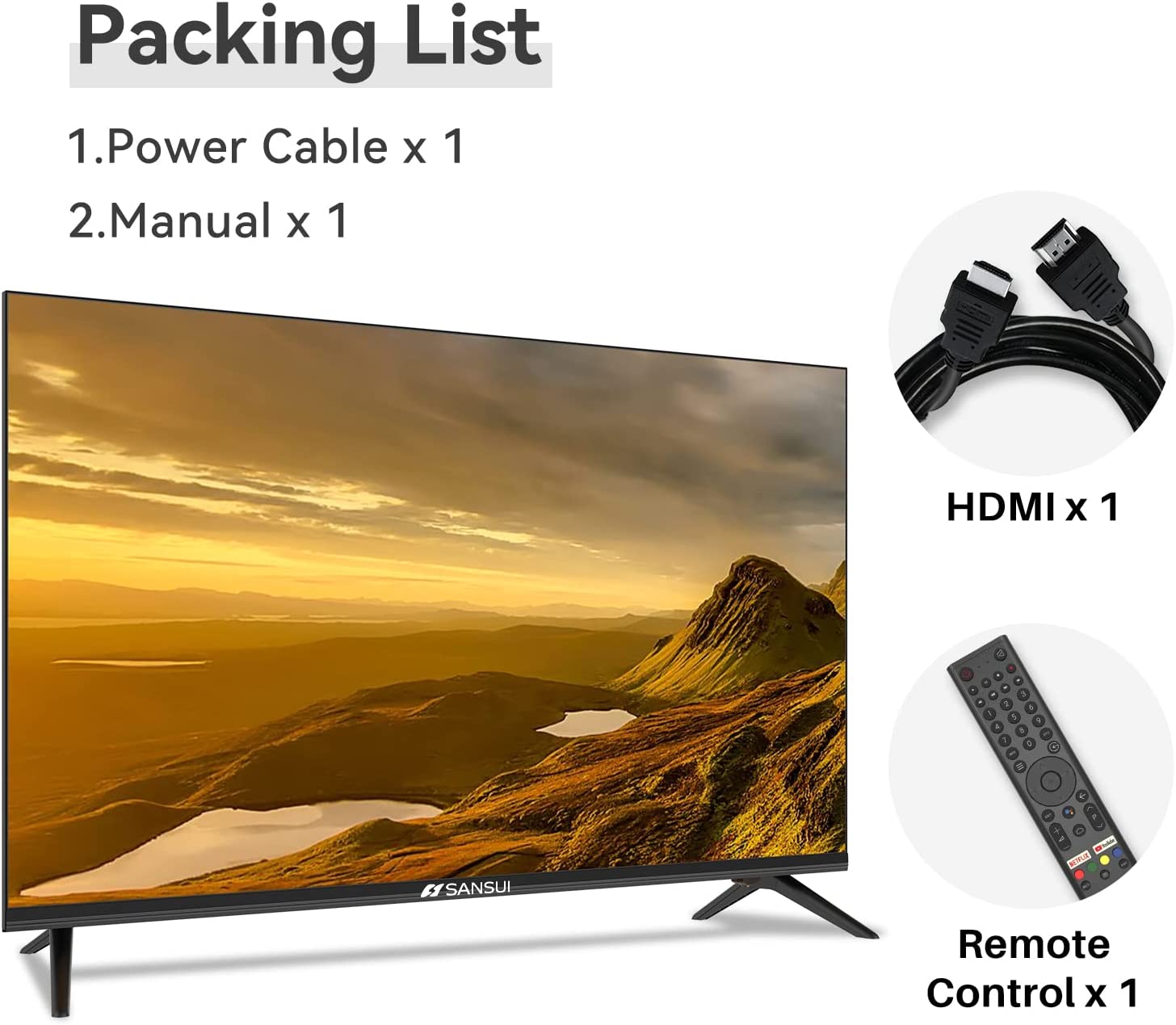 Sansui 43-in 1080P Smart LED Indoor Use Only Flat Screen HDTV at