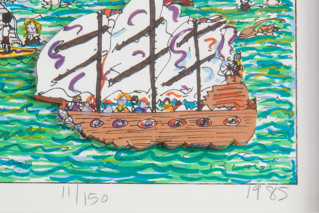 James Rizzi On the Boardwalk Signed Mixed Media 3D Screenprint