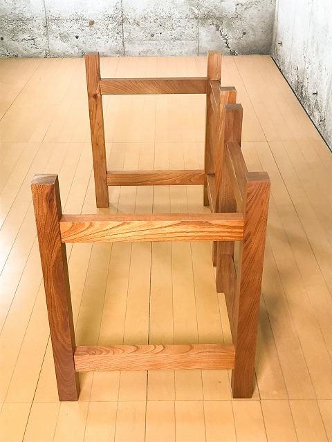 受注生産】L型脚(カウンター・テーブル用) ケヤキ材 51.5cm幅 No.527