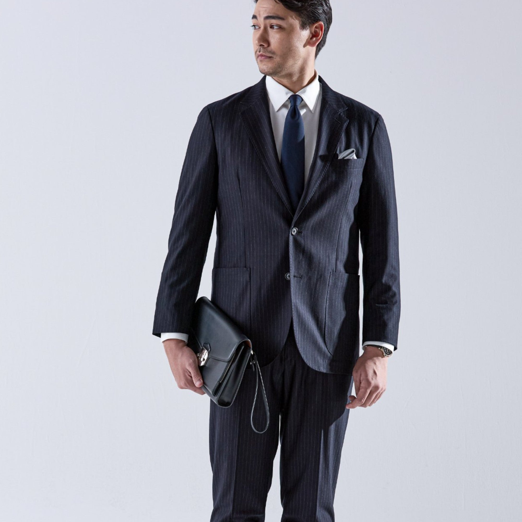 Helix Wool Jersey Banker Stripe シングル2Bテーラードジャケット – MOVB