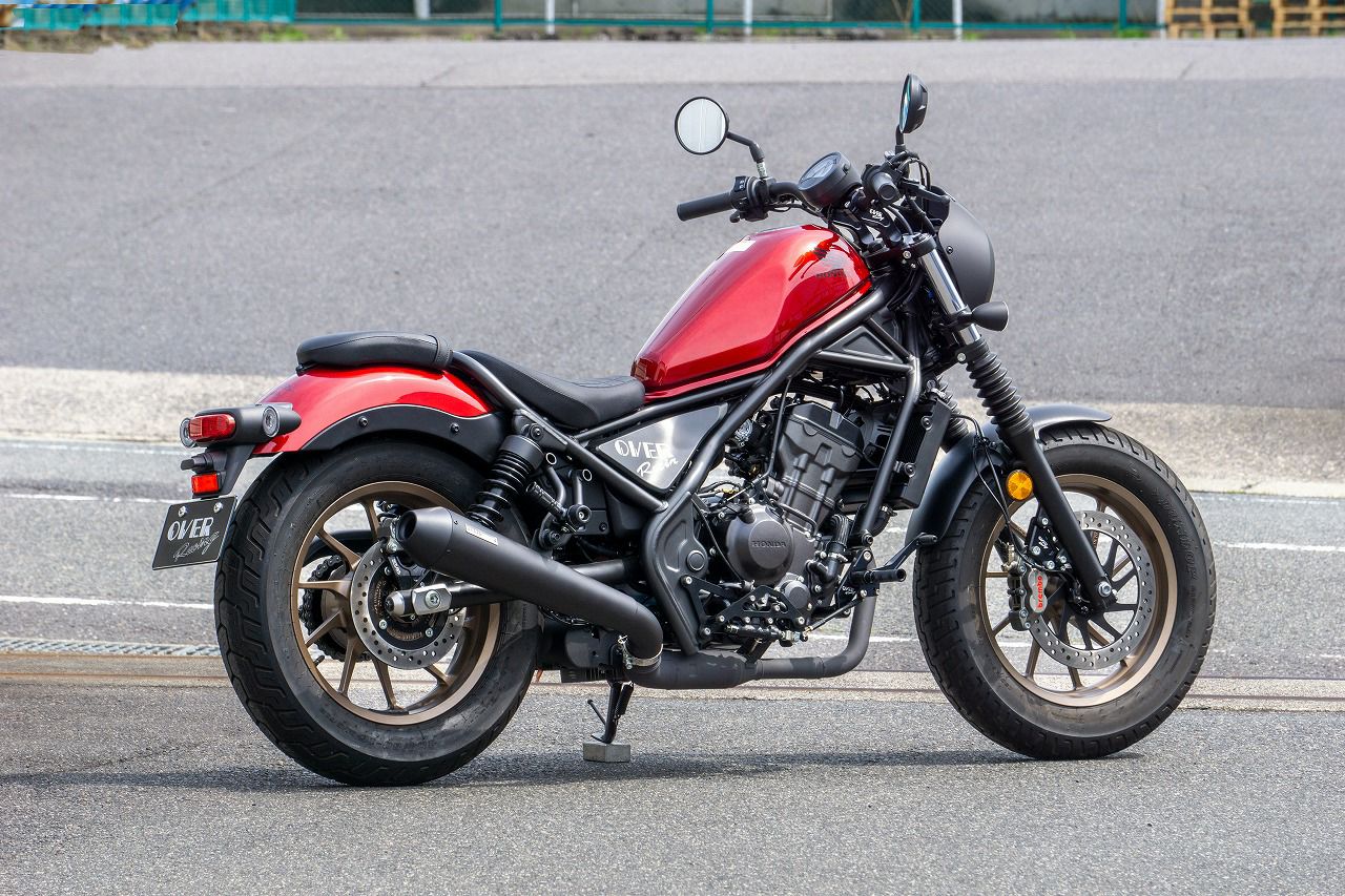 レブル250 23- SSメガホン スリップオンマフラー ブラック OVER Racing