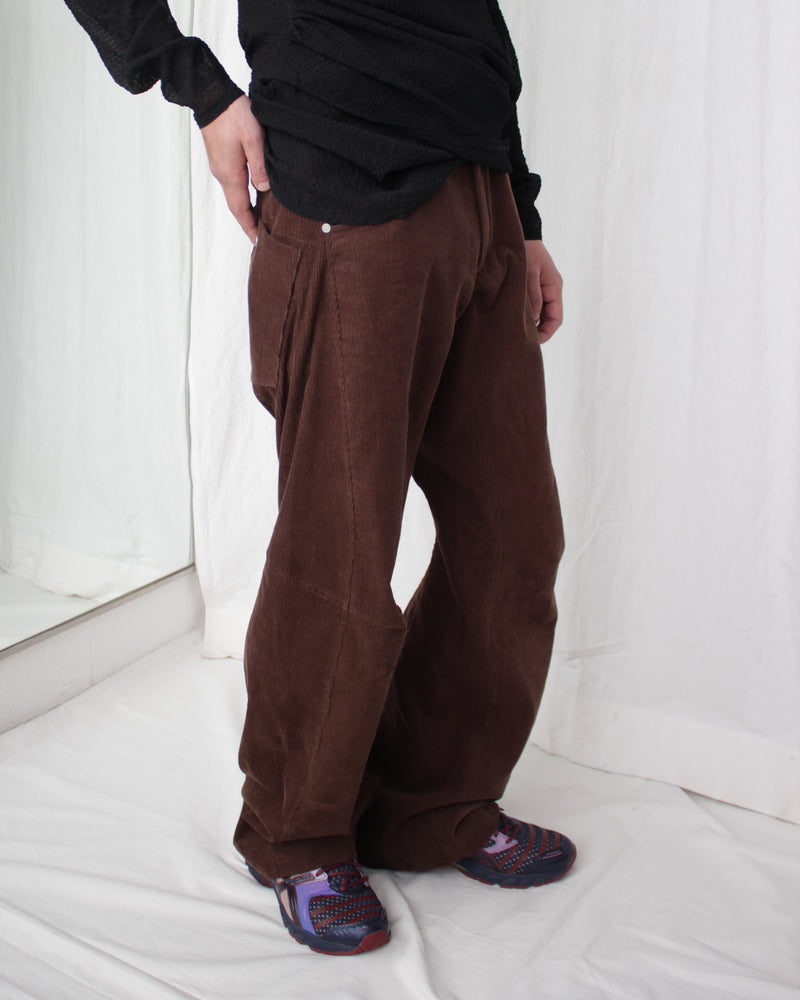 Omar Afridi / KNEE DARTED FLARE TROUSERS (SS25-TRS-104-03) Dark