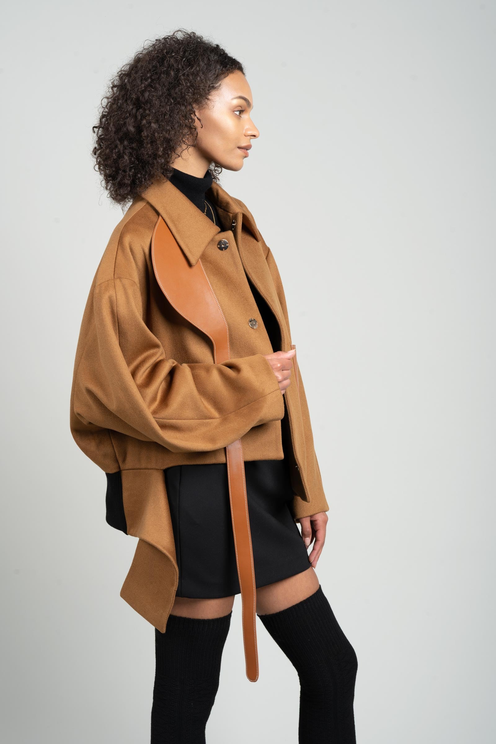 GV-cut Vegan Leather Detailed Jacket Tan – Mute by JL