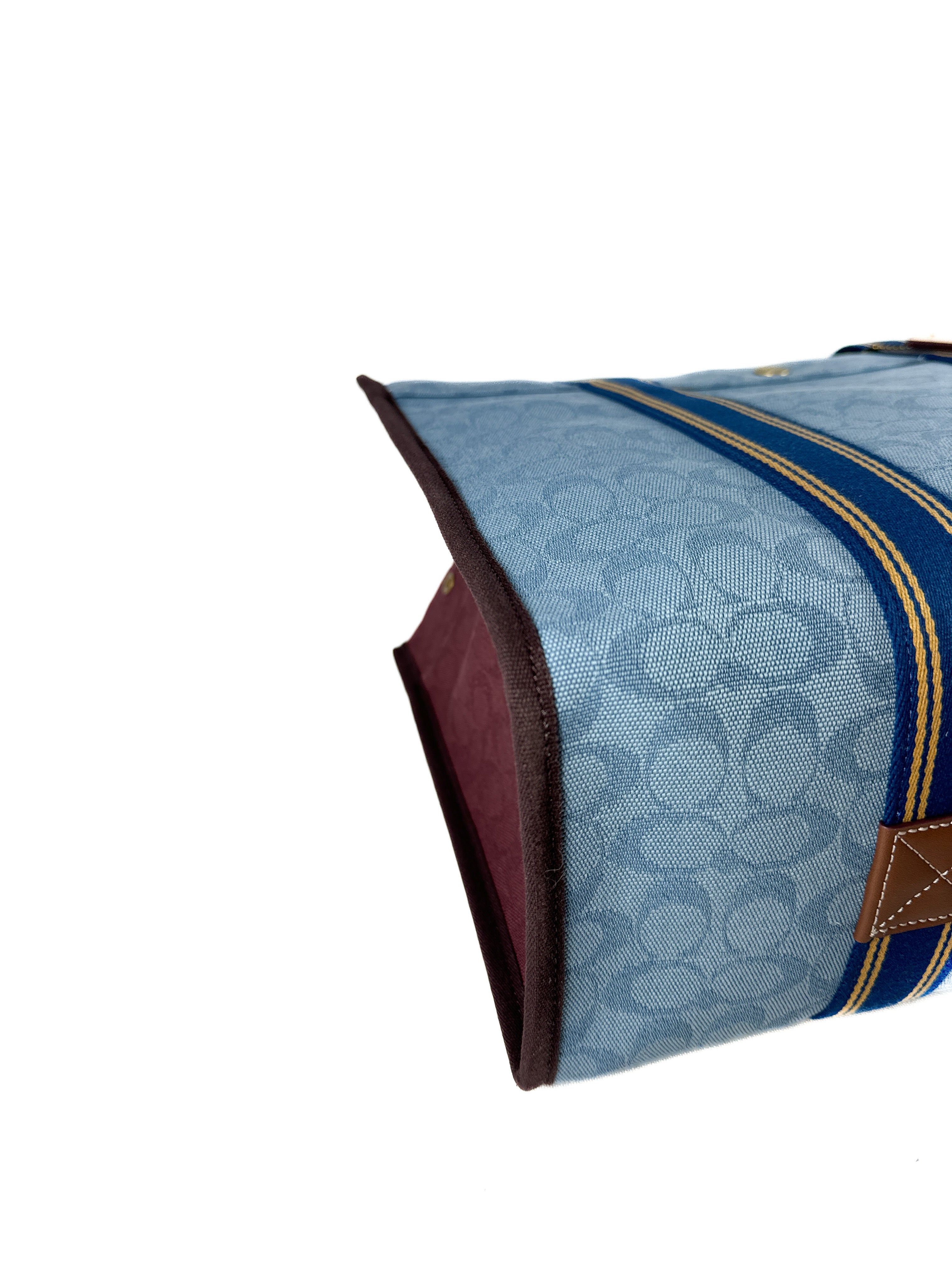 Coach denim blue canvas Spin tote 42 NWT