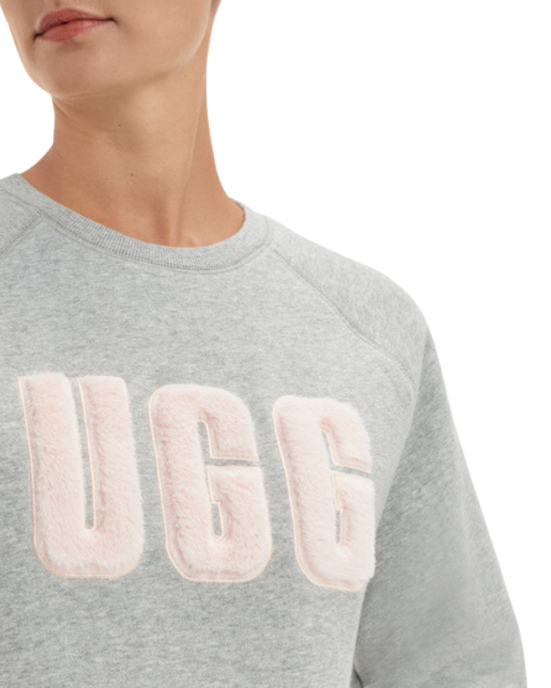 UGG 1123718 Grey Heather/Sonora Fuzzy Logo Crewneck Sweater