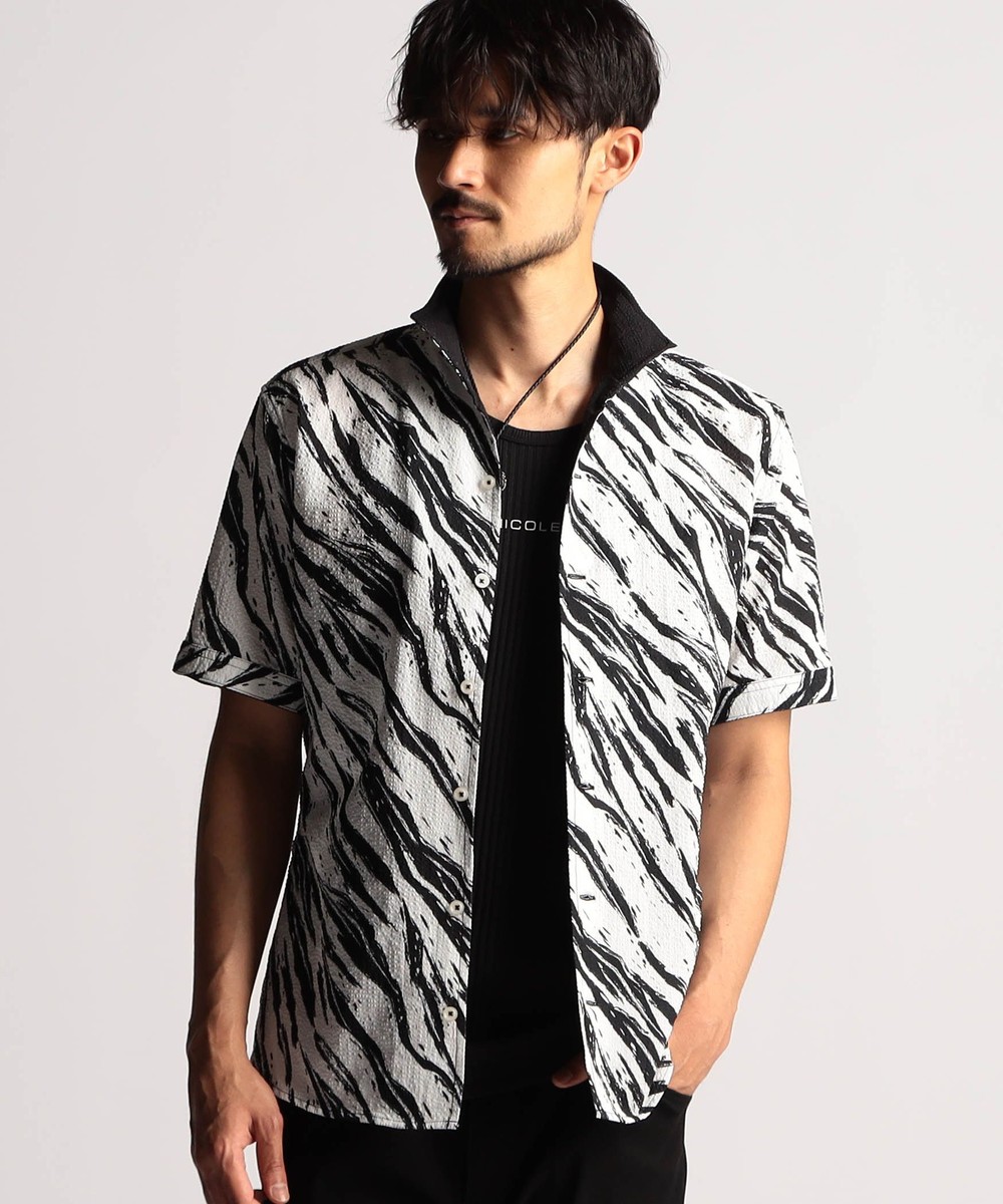 アラカルトプリント半袖スタンドシャツ｜半袖｜ニコル公式通販サイト