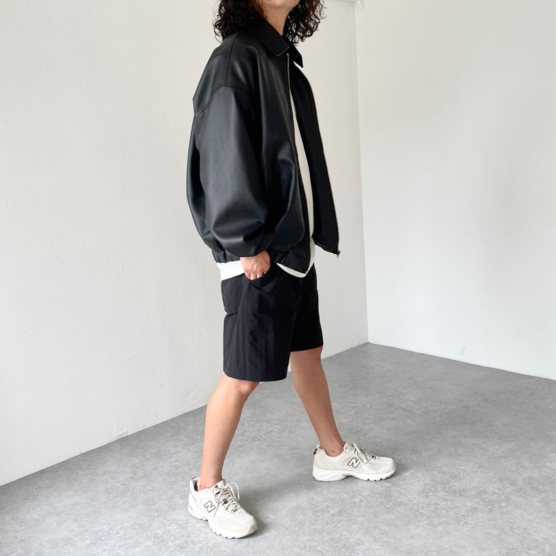 standard fake leather blouson / black（スタンダード フェイク