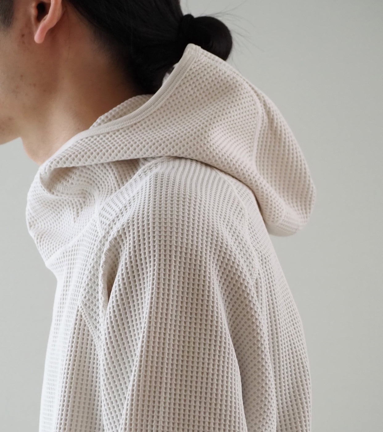 Goldwin ワッフル ライト ロング スリーブ フーディー , Ivory – Navyblue