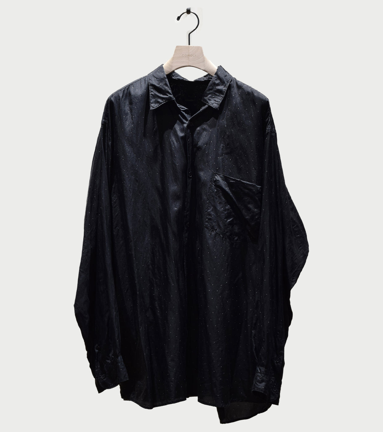 COMOLI シルク ドット コモリ シャツ, Dot – Navyblue