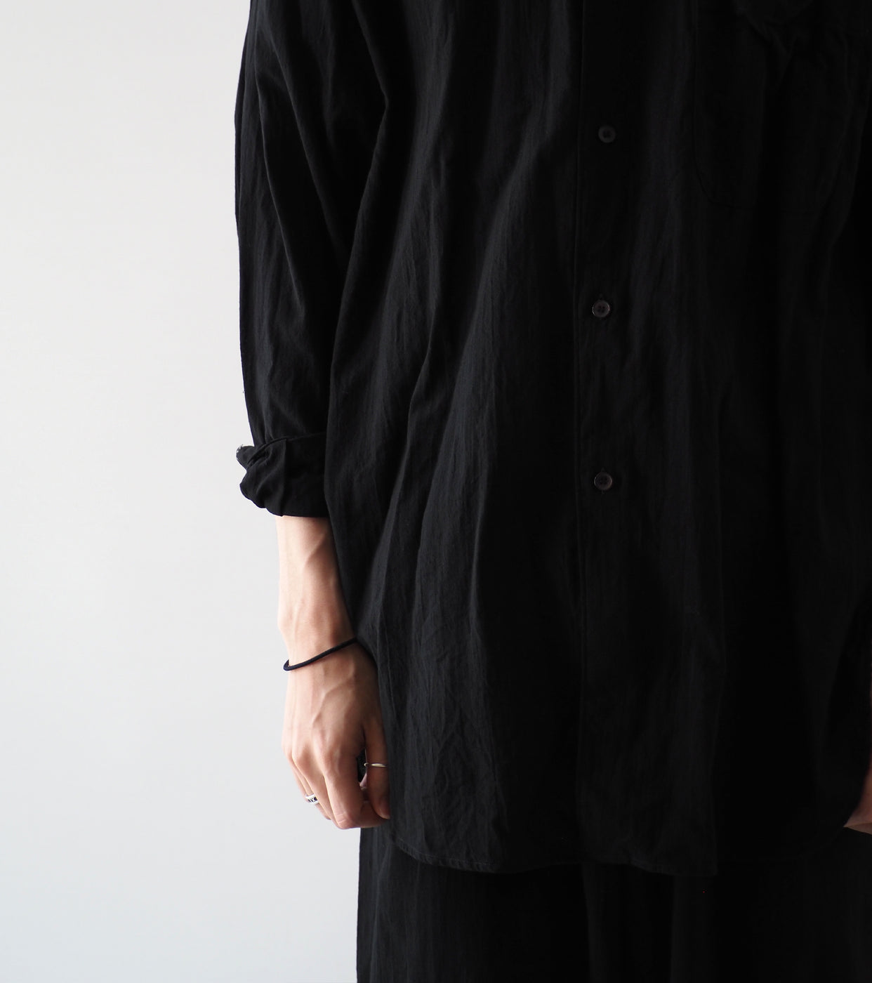 COMOLI オックス シャツ , Black – Navyblue