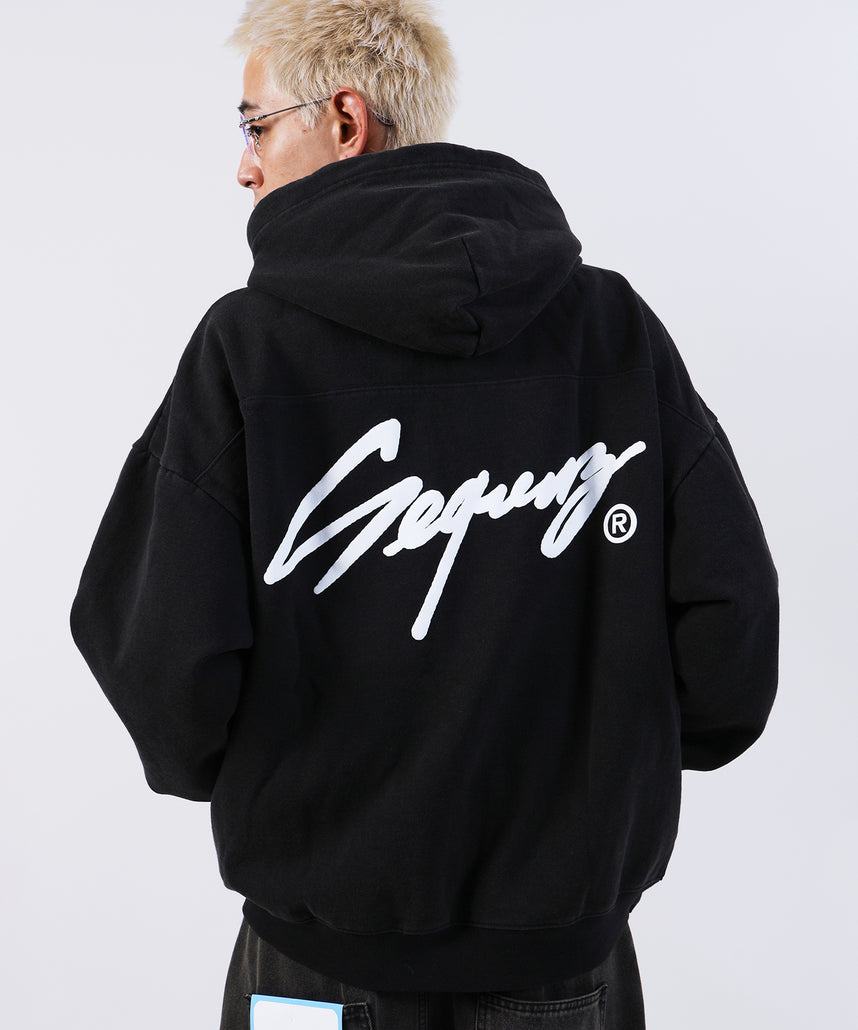 SEQUENZシークエンズ WORK AGING ZIP P/K / 古着風 シンプル ロゴ ワン