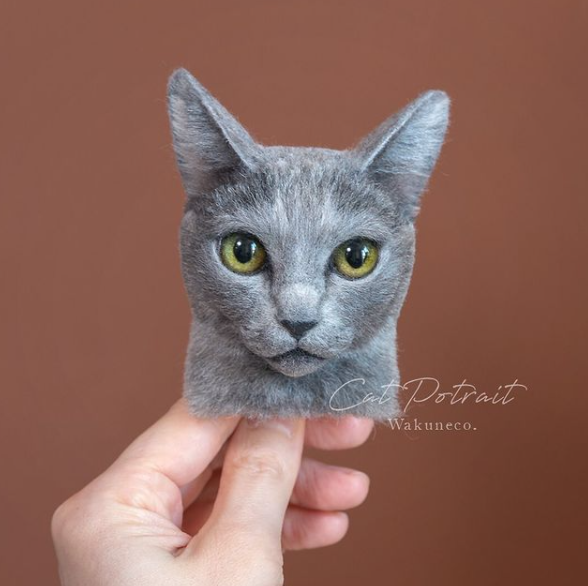 リアルな肖像猫を額縁へ…羊毛作家が生み出すオーダーメイド作品「わく