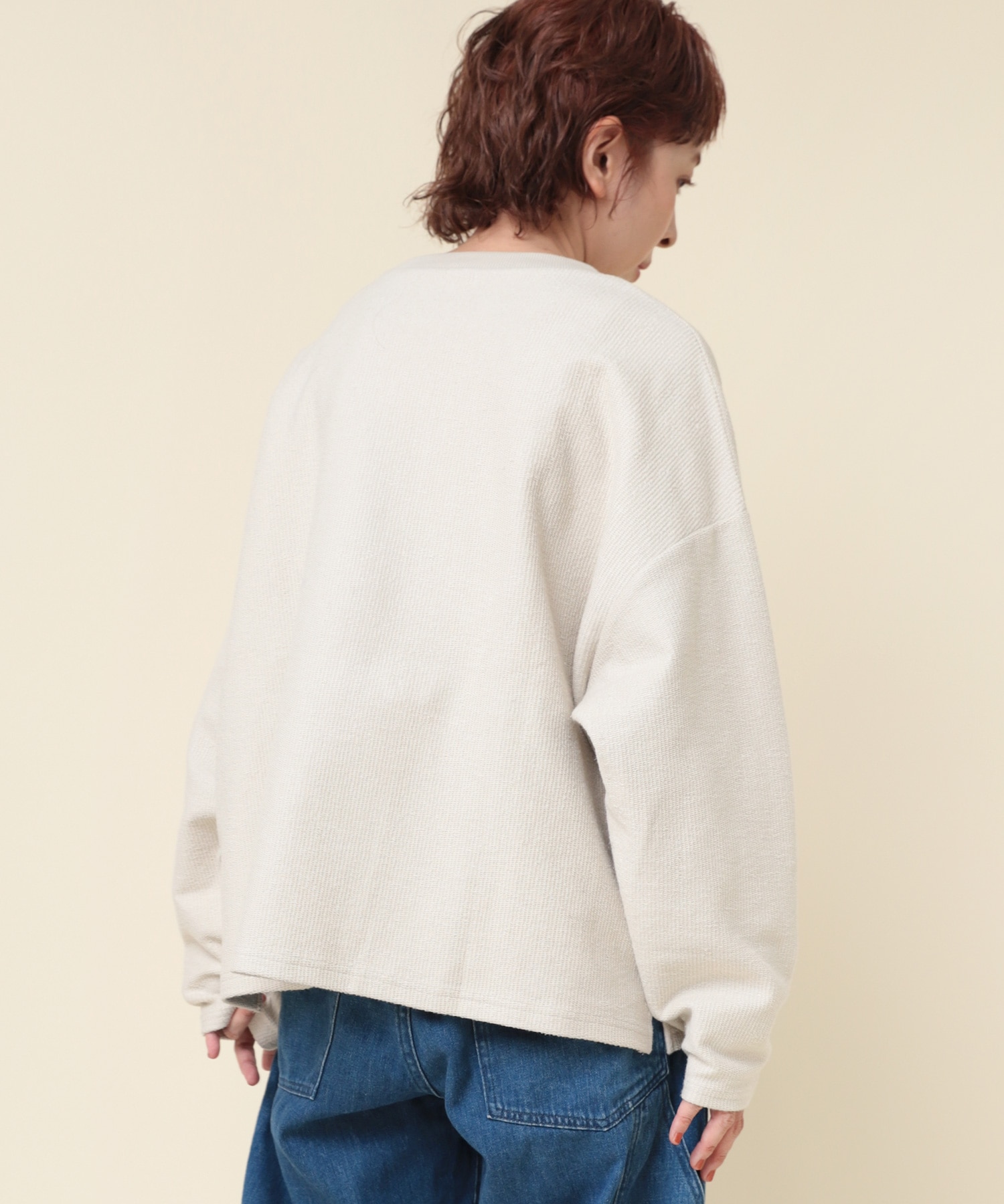 M2135 5飛び裏毛オーバーサイズプルオーバー(M ブラック): トップス