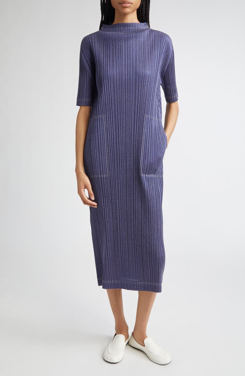Pleats Please Issey Miyake Trompe l'Oeil Pleated Midi Dress