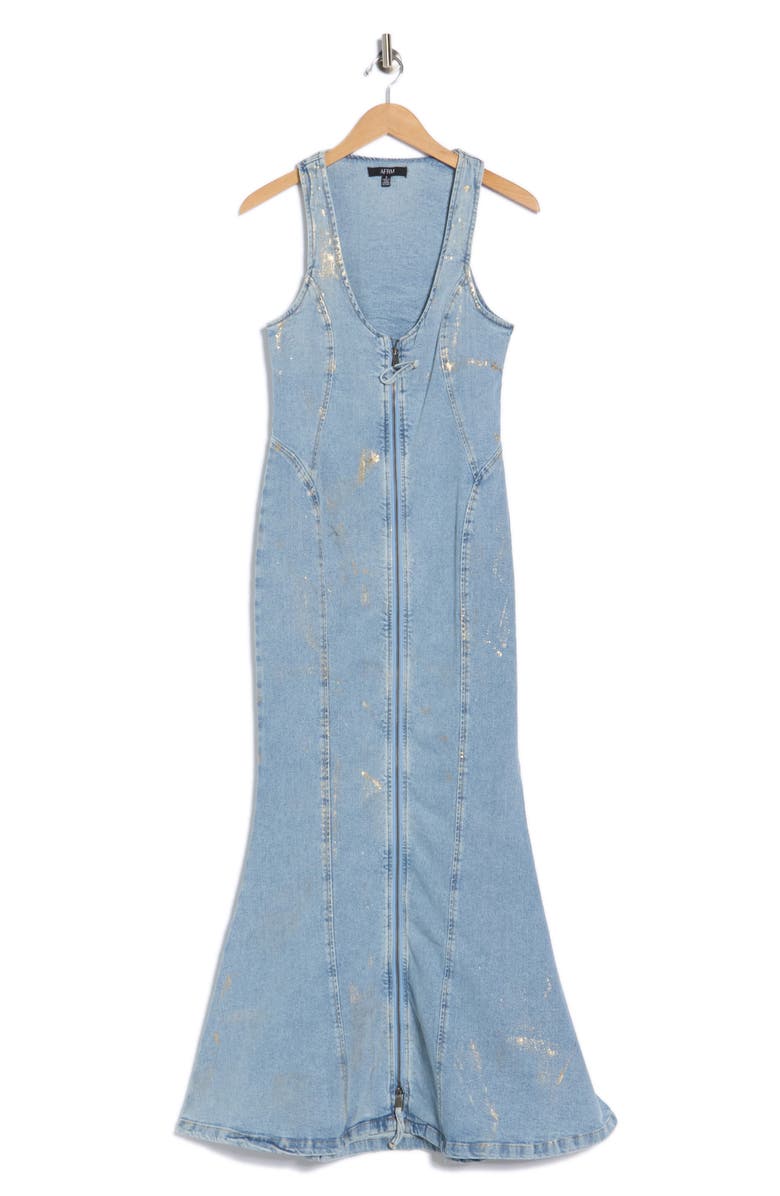 AFRM LOS ANGELES Kadence Seamed Zip Denim Dress | Nordstromrack