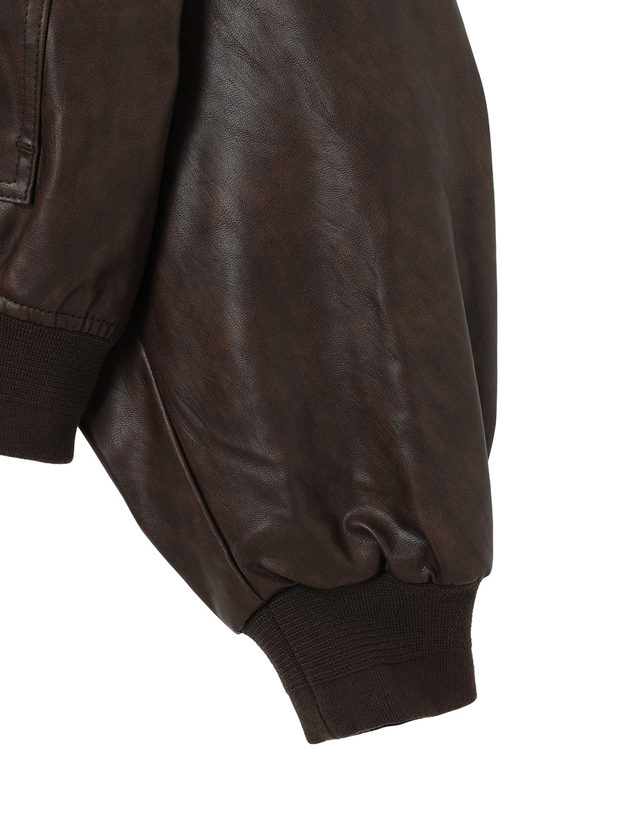synthetic leather padded jacket – NKNIT