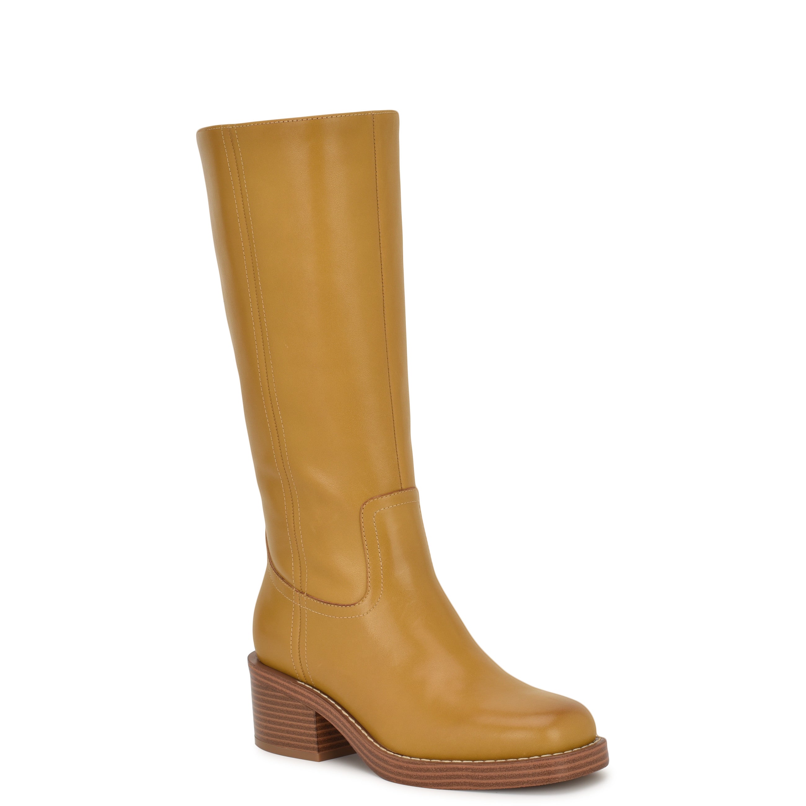 Women's Broklyn Block Heel Casual Leather Boots - Natural | Nine West