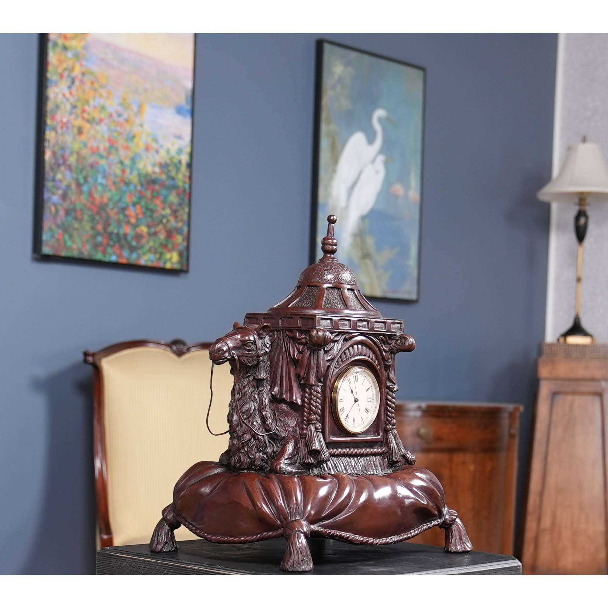 Vintage Maitland Smith Bronze Camel Clock, Niagara Furniture