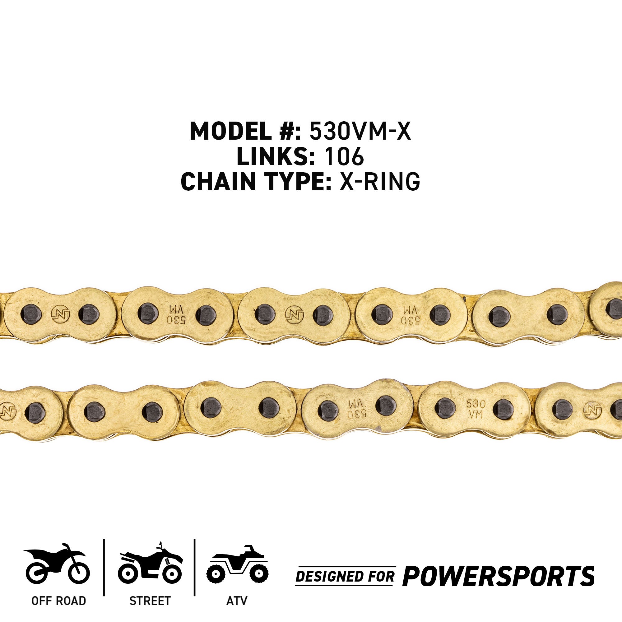 Gold X-Ring Chain 106 w/ Master Link Yamaha Suzuki | NICHE PARTS