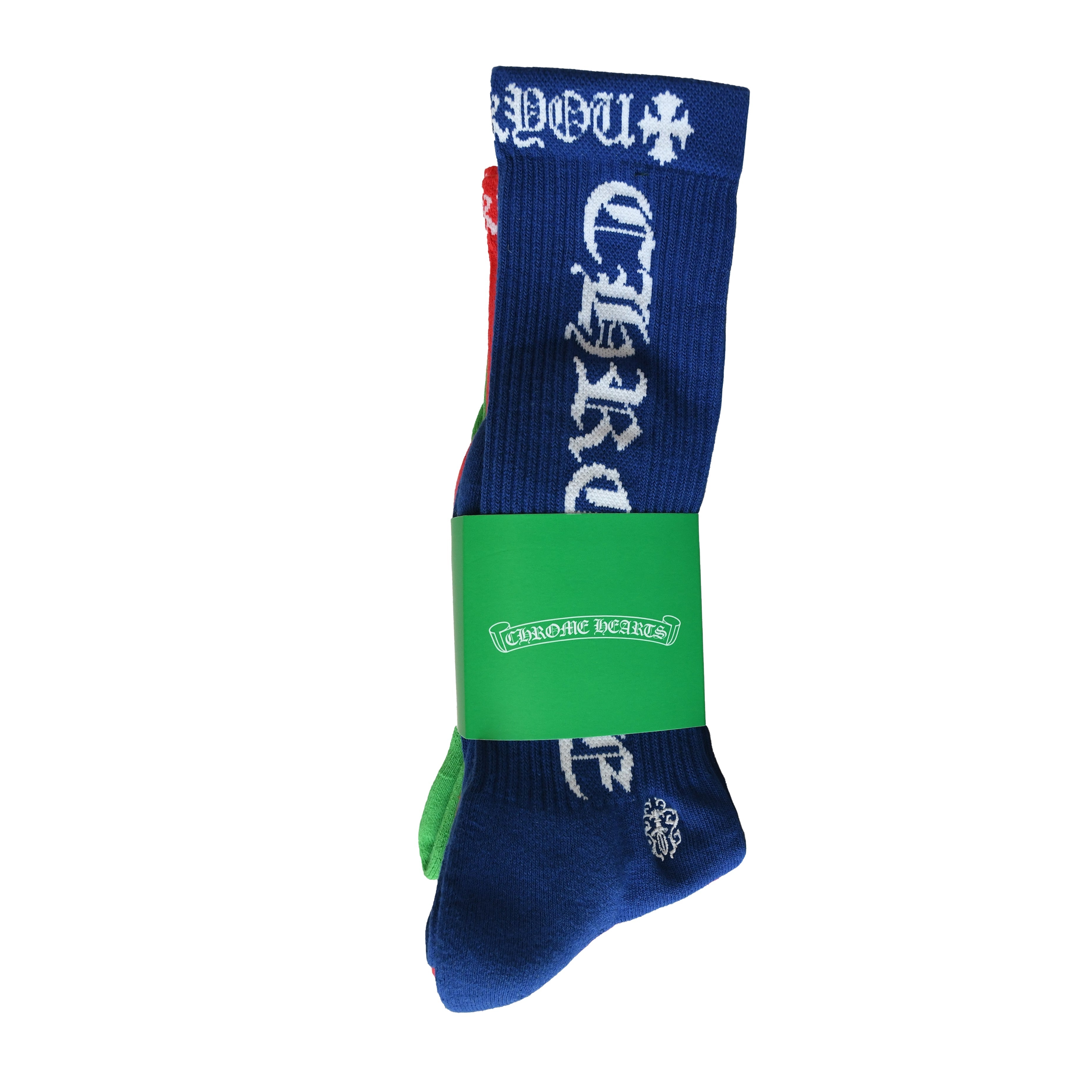 Chrome Hearts CH Socks 3-Pack Set Blue Red Green – NOBLEMARS
