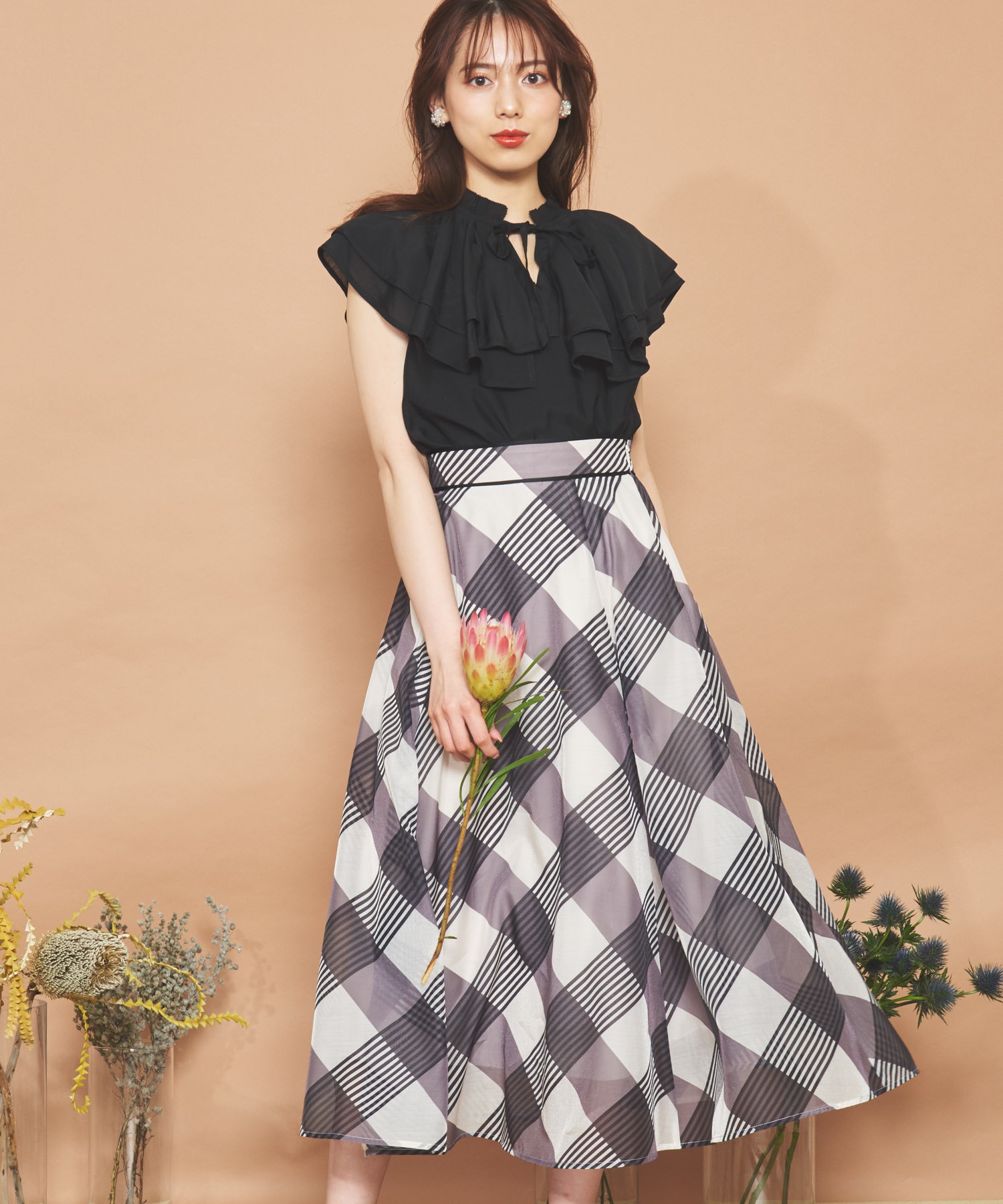 バイアスチェックフレアスカート | フレアスカート | NOELA OFFICIAL