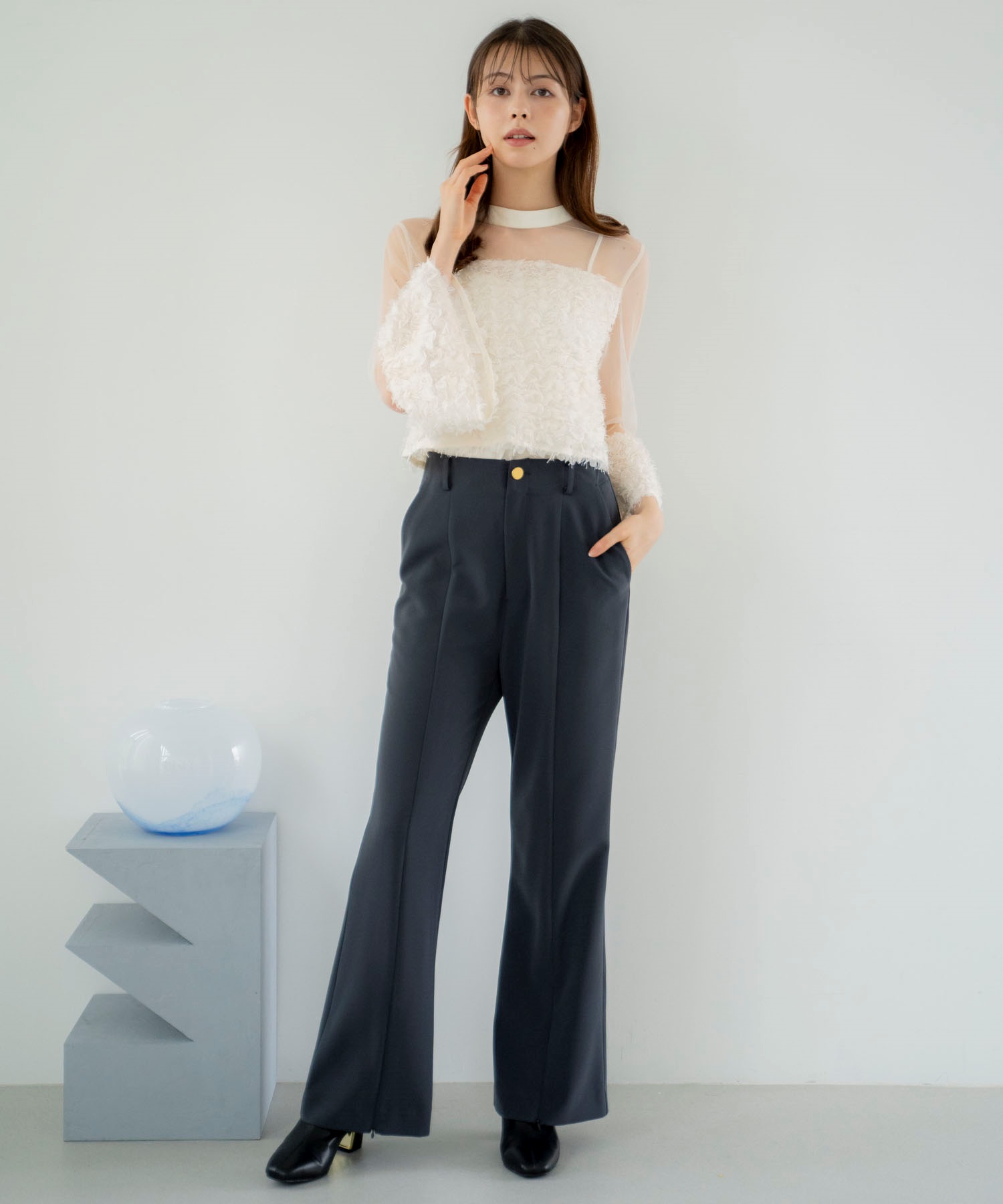 チュールスリーブフェザーブラウス | シャツ・ブラウス | NOELA