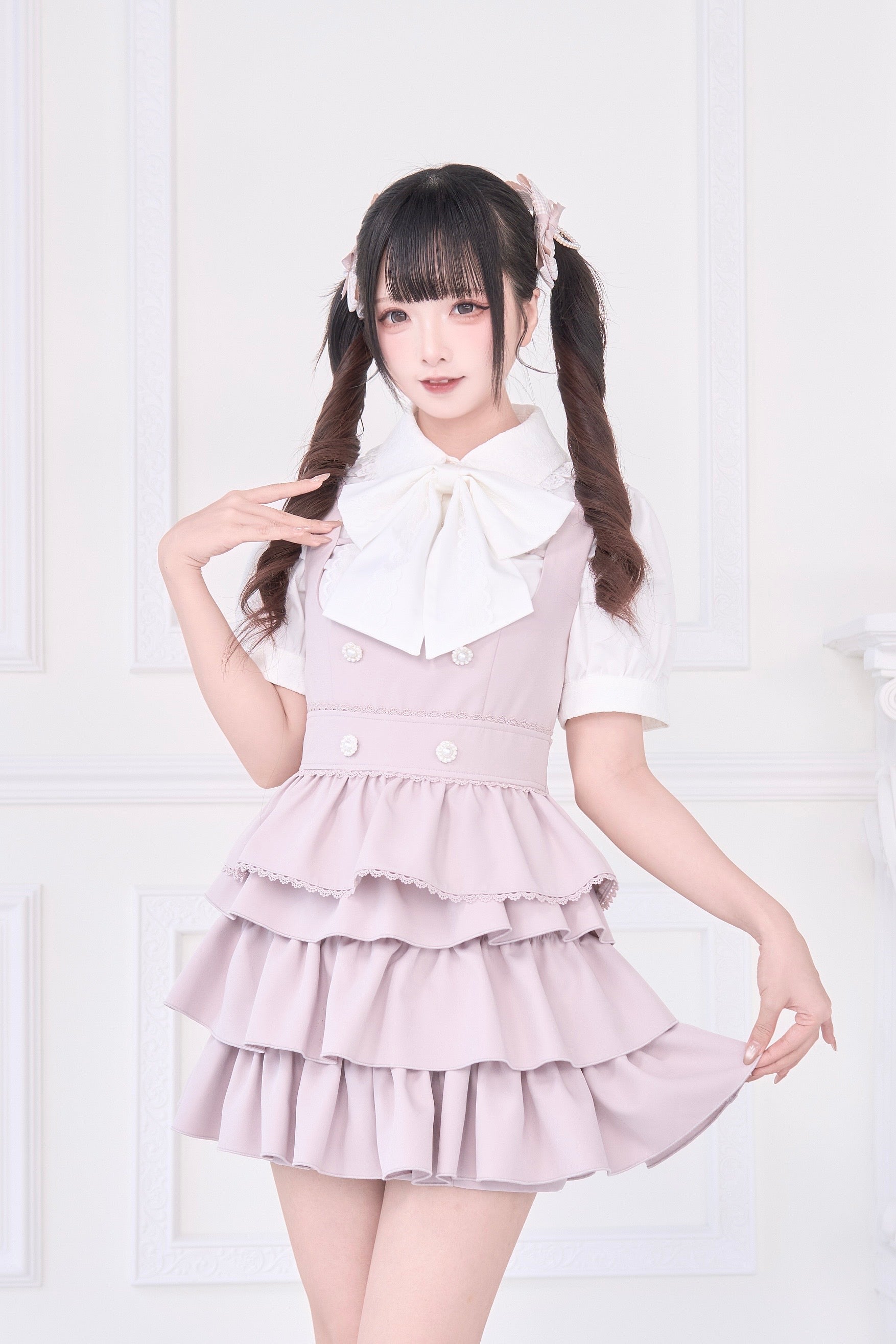 2WAYサロペットスカート&リボンブローチブラウス – NoGenki