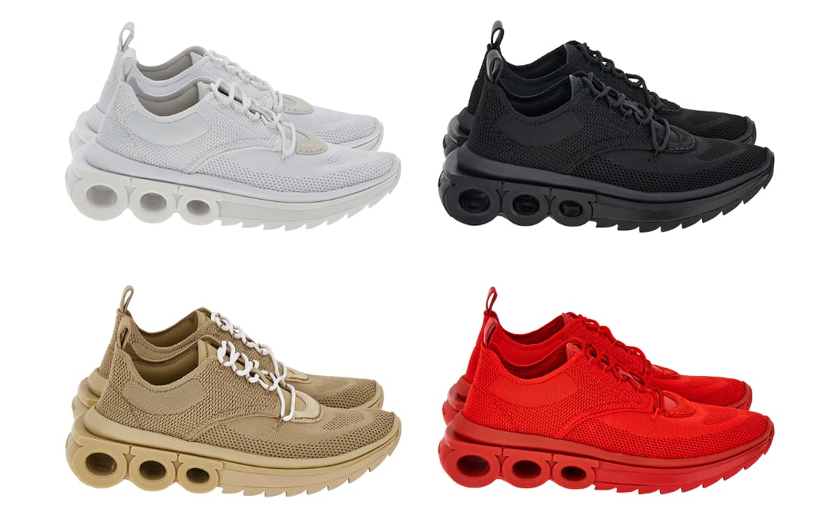 フェラガモ 8.5 ガンチーニデザイン エアソール レザースニーカー 最終