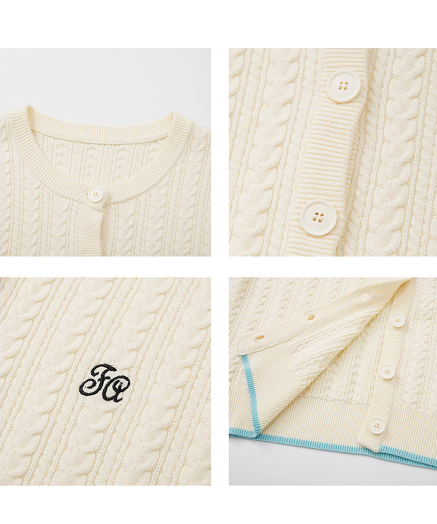 半袖 ケーブルニット カーディガン FX24S077【Fano Studios