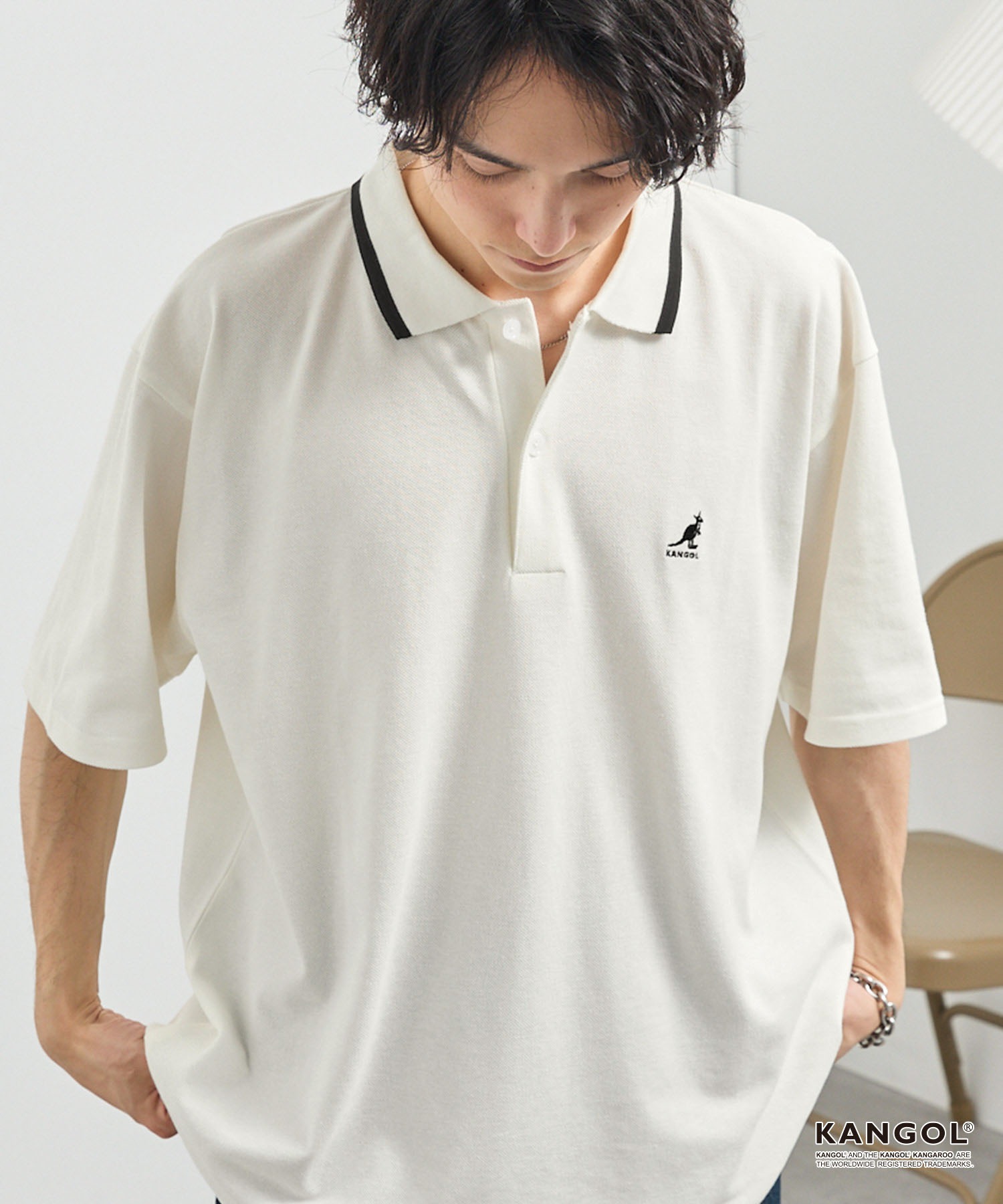 KANGOL/カンゴール 別注 ロゴワンポイント刺繍ライン オーバーサイズ
