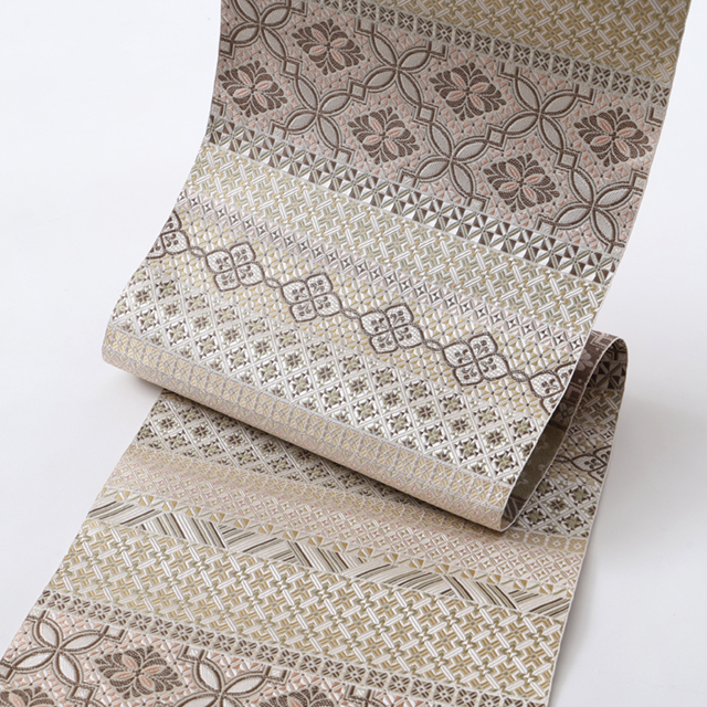 八寸名古屋帯 光彩切子 花紋段彩 | 福岡 博多織の織元 着物・呉服